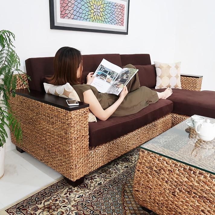 ウォーターヒヤシンス カウチソファー L字型ソファ アジアン家具