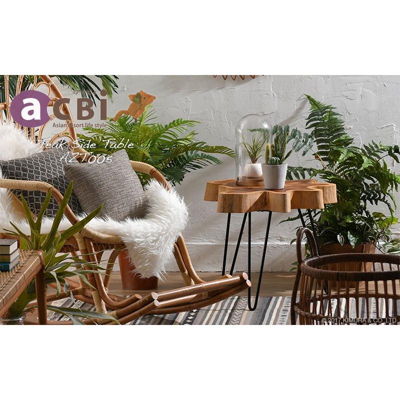 アジアン家具 サイドテーブル 机 花瓶台 おしゃれ 玄関 チーク無垢木製