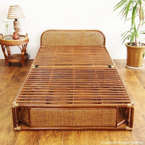 ベッドフレーム シングル ラタン 籐 和風 アジアン家具 B400HR 爆買