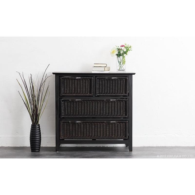 アジアン家具 チェスト 収納 3段 おしゃれ 木製 ラタン G5471AT 爆買