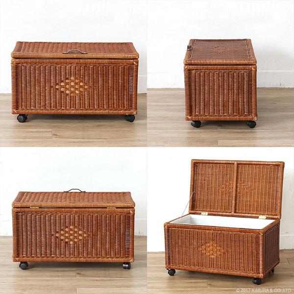 収納ボックス おしゃれ 籐バスケット キャスター 内布付き GK513LHR