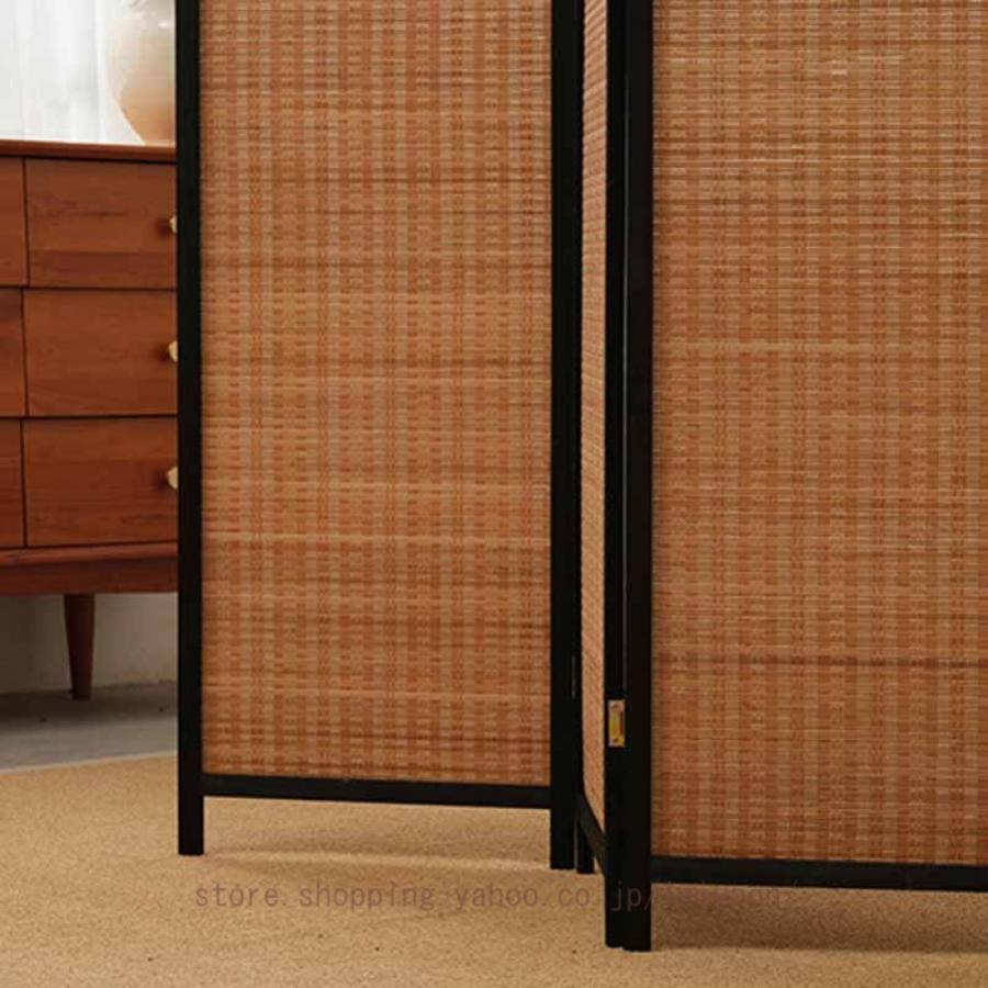 パーテーション 間仕切り 4連 折りたたみ 竹編み製 仕切り 和風 無塗装