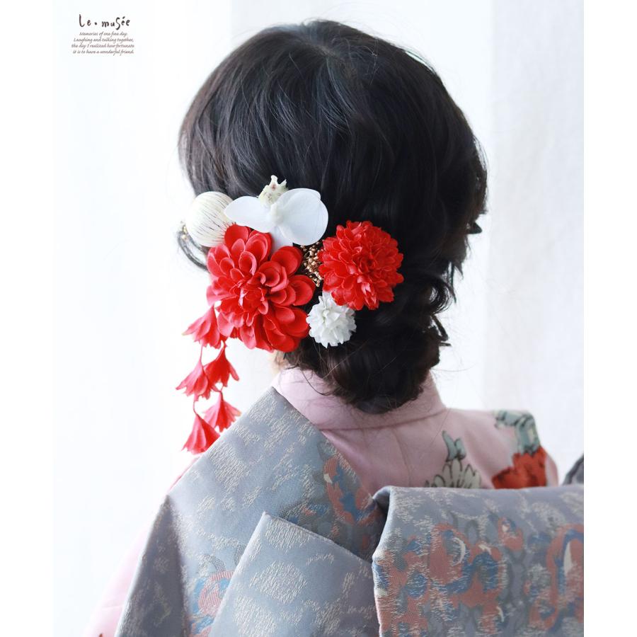 七五三 髪飾り 紅白の和装かみかざり | 753 花 ヘッドドレス 3歳 7歳