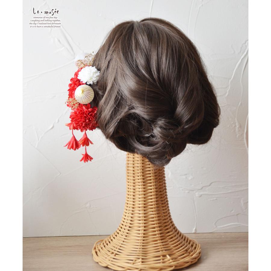 七五三 髪飾り 紅白の和装かみかざり | 753 花 ヘッドドレス 3歳 7歳