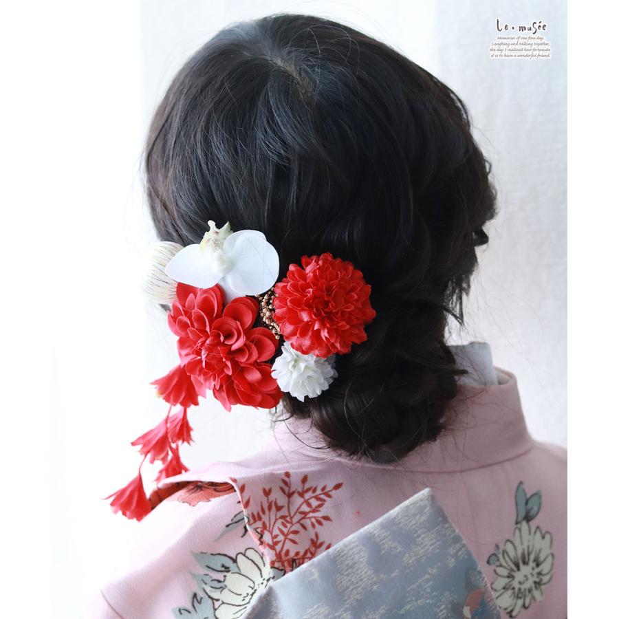 七五三 髪飾り 紅白の和装かみかざり | 753 花 ヘッドドレス 3歳 7歳