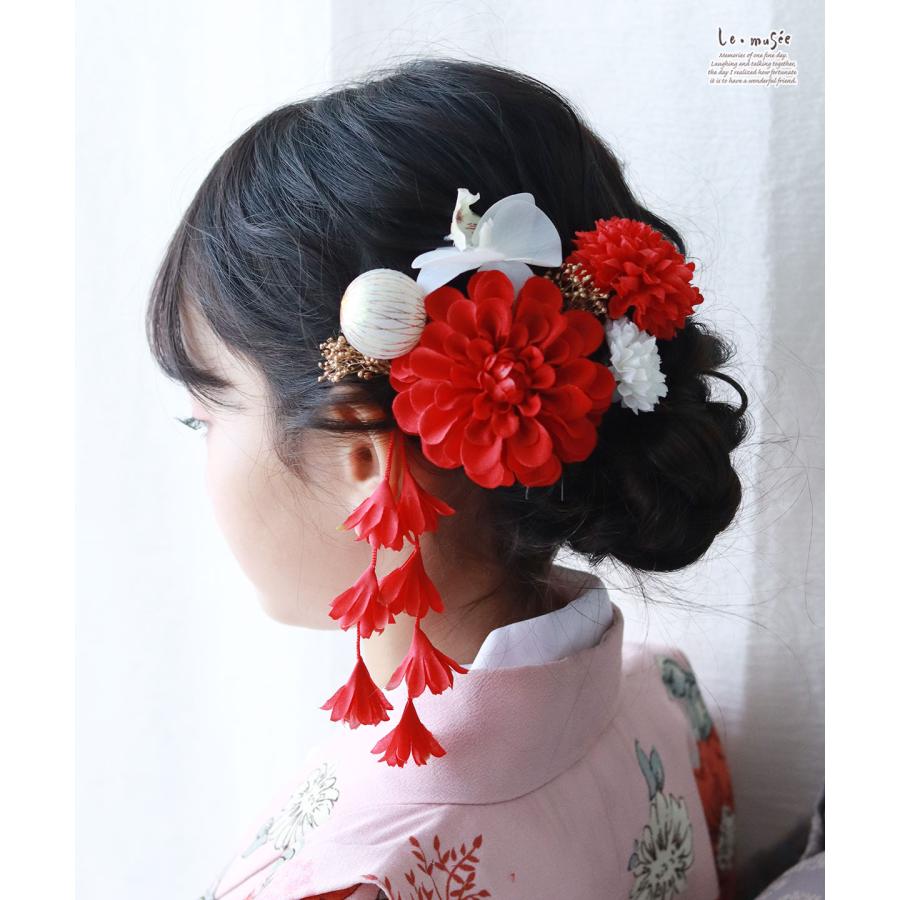 七五三 髪飾り 紅白の和装かみかざり | 753 花 ヘッドドレス 3歳 7歳