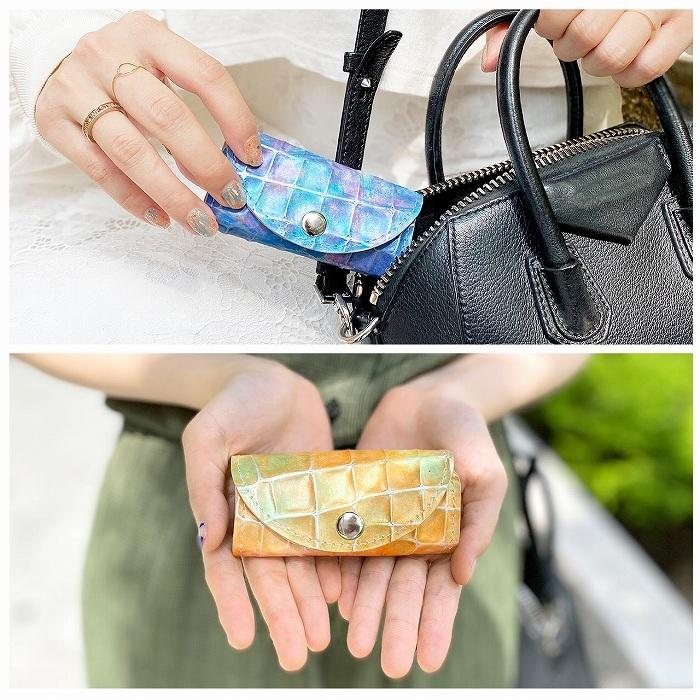 キーケース 4連 本革 ジャパニーズアート レディース スマートキー 三