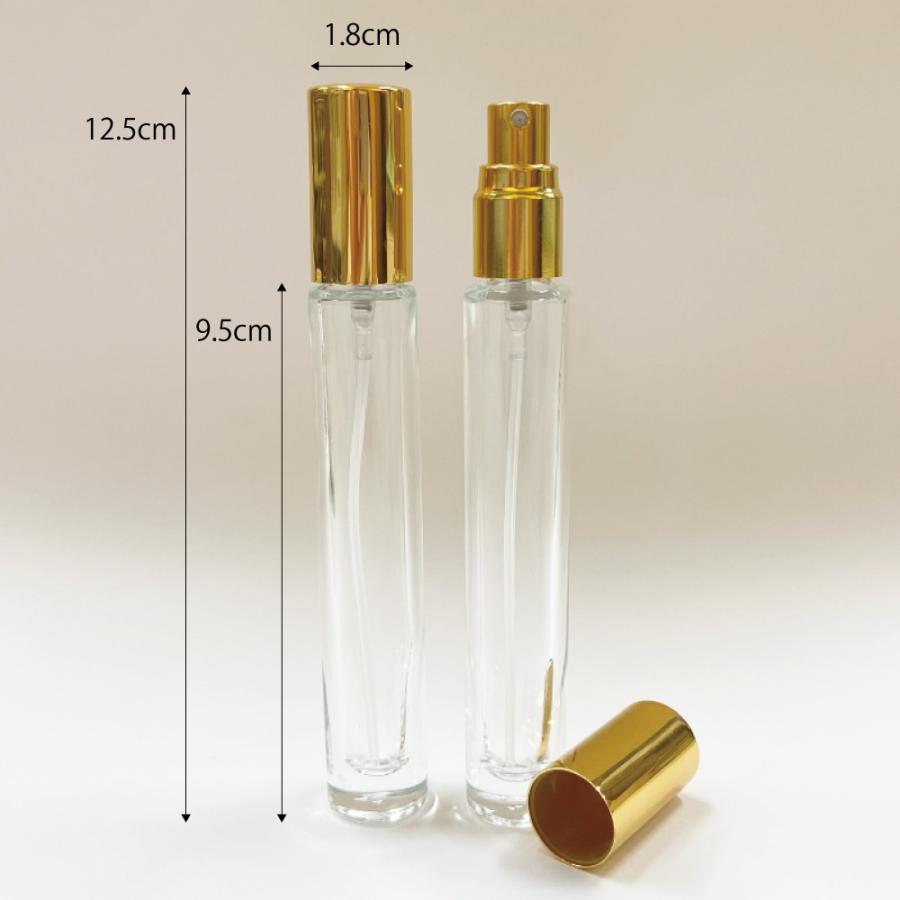 底肉厚 クリアスプレーボトル 】9ml ゴールドキャップ ガラス製 高級