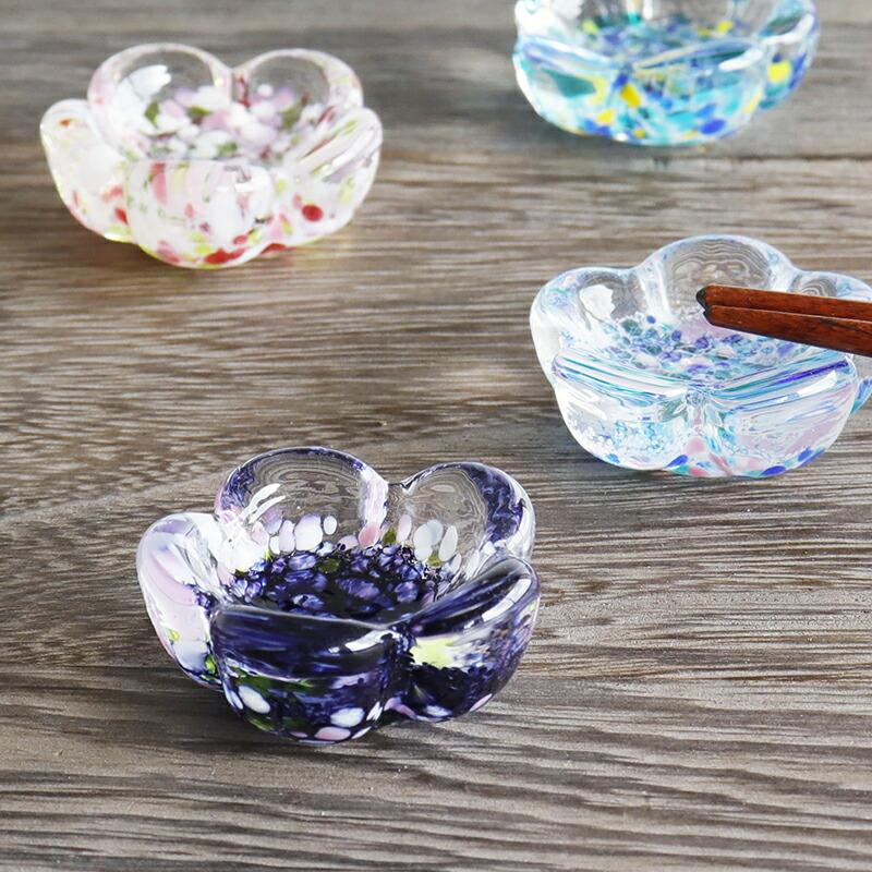 江戸硝子】うきよ ガラス 花箸置き 花ごろも 恋ざくら ほたる あられ