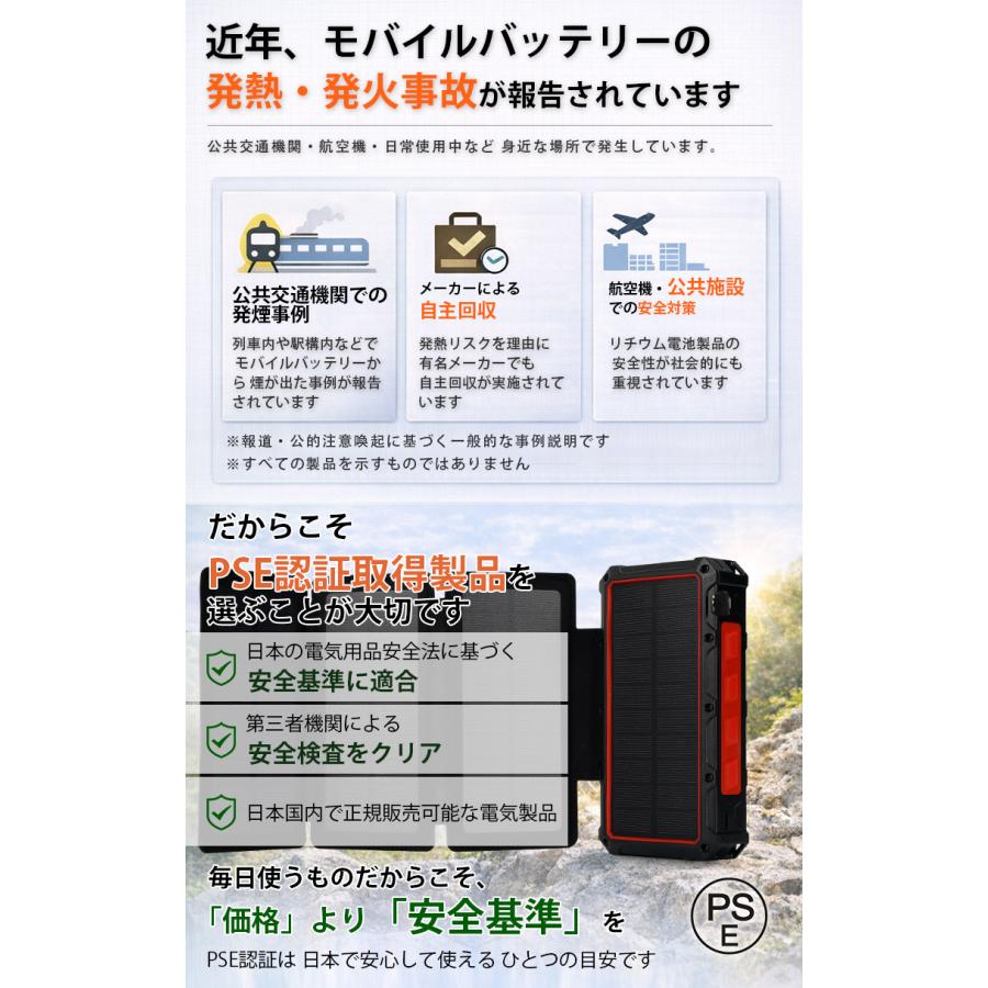 防災対策 モバイルバッテリー 大容量 20000mAh 手回し ケーブル内蔵