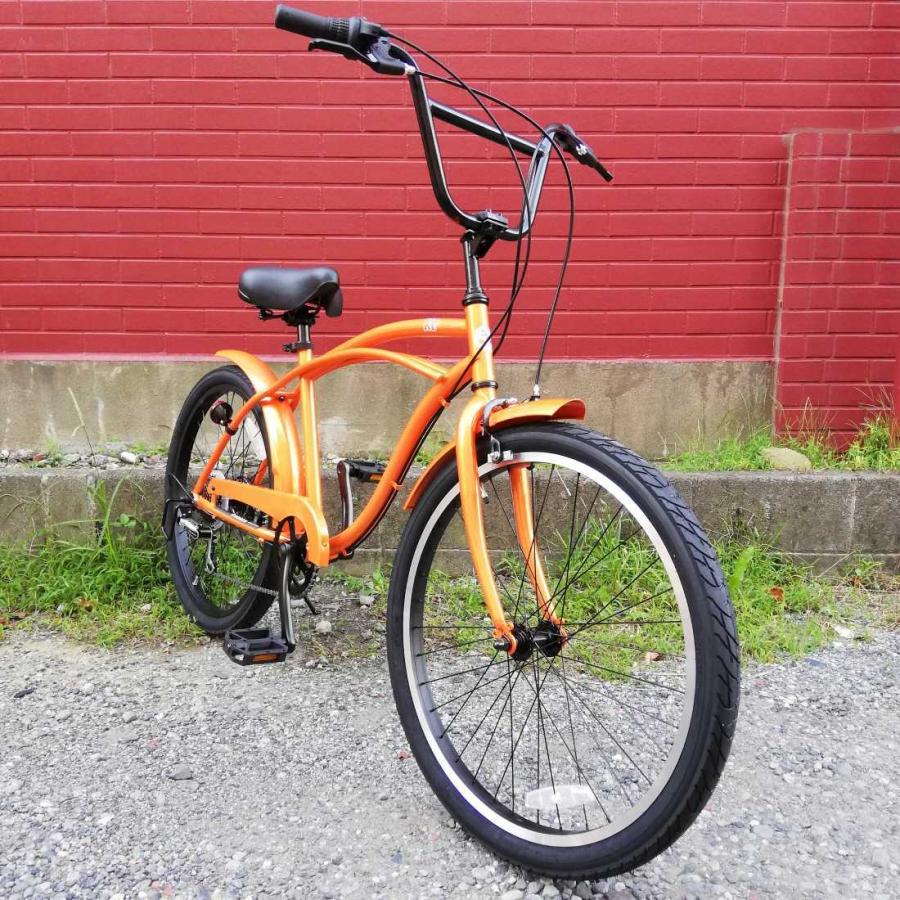 自転車 24KB-6SPEED ゴールド レインボー ビーチクルーザー 24インチ