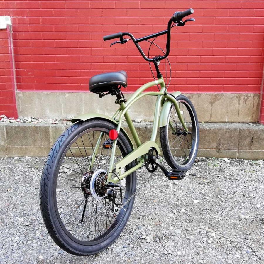 自転車 24KB-6SPEED マットカーキー レインボー ビーチクルーザー 24