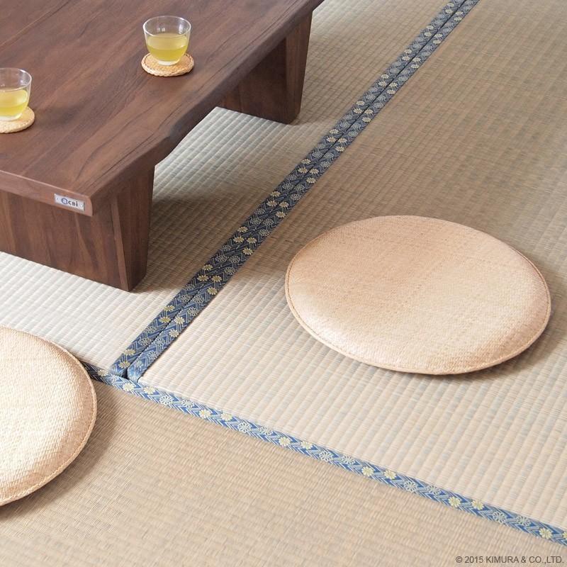 和風 座布団 座蒲団 クッション 丸型 円形 籐 ラタン 網代編み 夏