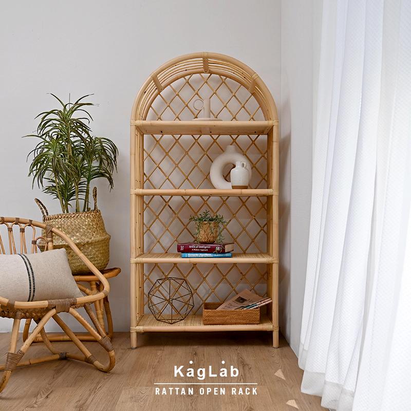 オープンラック 棚 4段 おしゃれ ラタン アジアン 北欧 家具