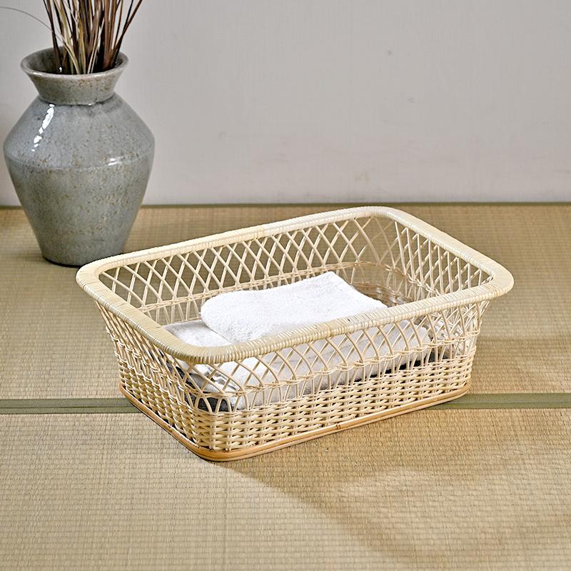 脱衣かご 籐バスケット 脱衣所 脱衣場 業務用 備品 角型 GK404N 爆買