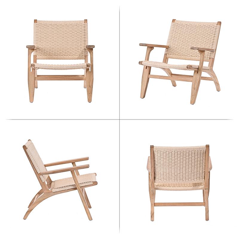 パーソナルチェア ペーパーコード 木製 無垢材 チーク ナチュラル