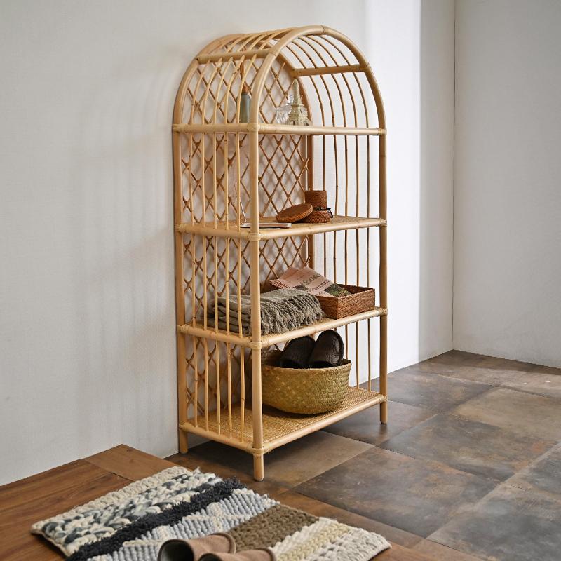 オープンラック 棚 4段 おしゃれ ラタン アジアン 北欧 家具