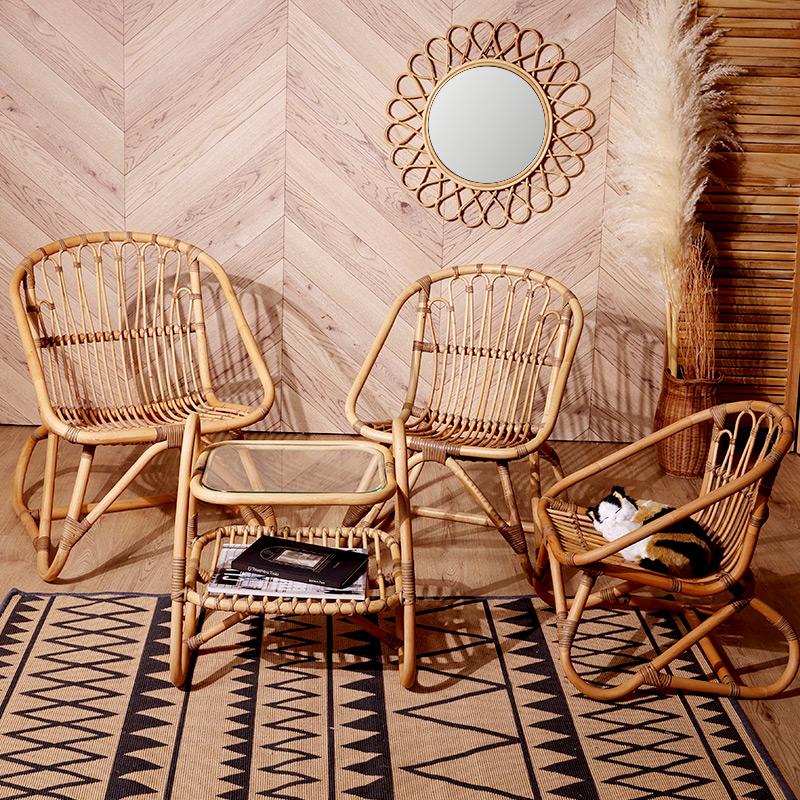 サイドテーブル おしゃれ ガラス ラタン 北欧 アジアン 家具 軽い