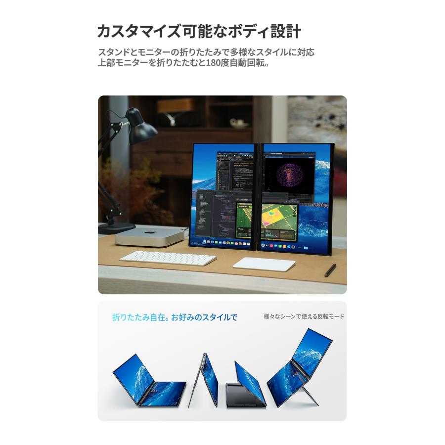 EHOMEWEI モバイルモニター EHOMEWEI XQ-160PW デュアルモニター 2.5K