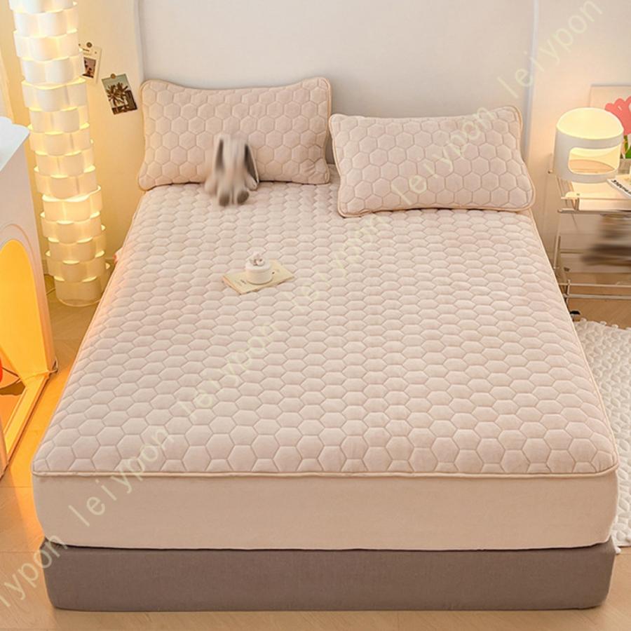 ボックスシーツ キルティング 中綿入り ベッドカバー 冬 もこもこ