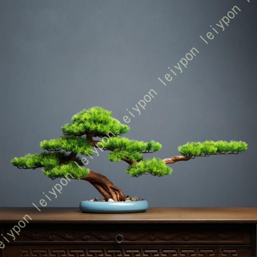 フェイクグリーン 卓上 崖檜盆栽 スモールリーフ バンブの葉 グリーン