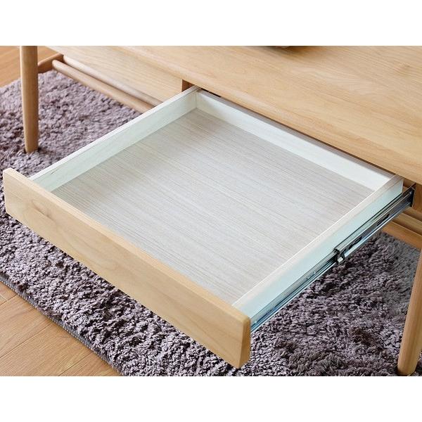 ローテーブル 引出し付 アルダー材 北欧風 ELAN 約幅101cm （ テーブル