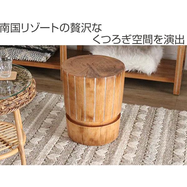 スツール ハワイアンリゾート風 天然木 丸太材 Ohana 座面高40cm