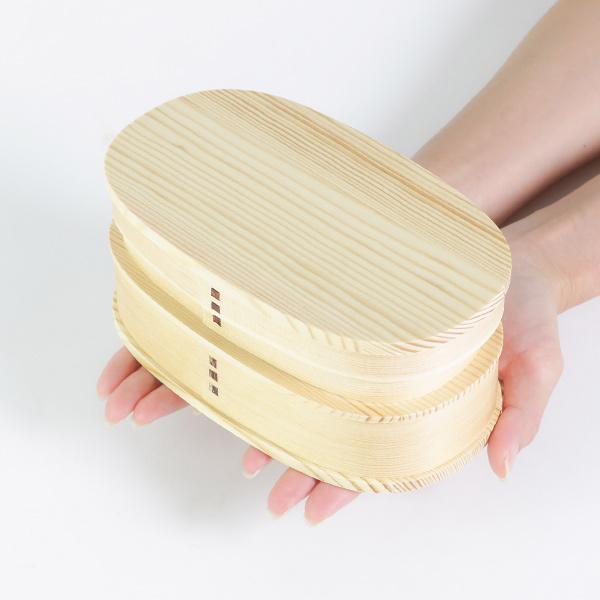 弁当箱 曲げわっぱ 2段 770ml 小判型 （ 木製 ランチボックス 二段