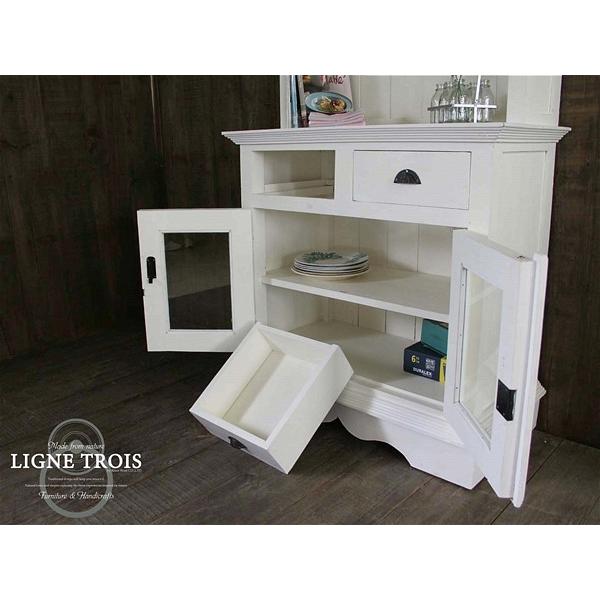 カップボード キッチン 洗面 収納 食器棚 店舗什器 マホガニー 無垢 白