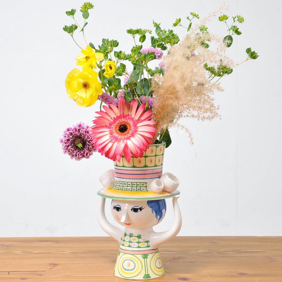 フラワーベース Lady with Hat レディウィズハット グリーン H24.5cm