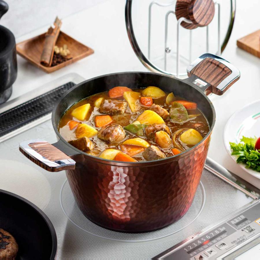 谷口金属工業 両手鍋 22cm IH対応 槌目鍋 （ ガス火対応 両手なべ 金属