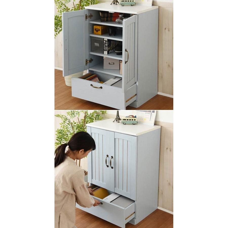 キャビネット 両開き 引出し付 カントリー調 フレンチスタイル 幅60cm