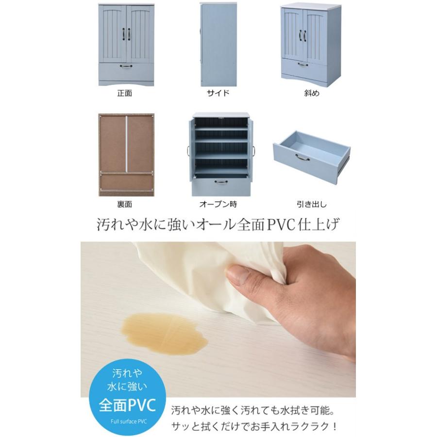 キャビネット 両開き 引出し付 カントリー調 フレンチスタイル 幅60cm