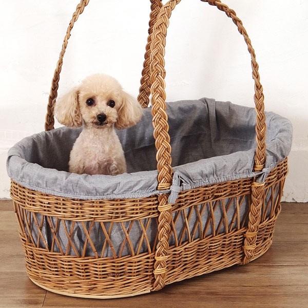 籐 キャリーバスケット 布カバー付 Natural rattan 幅59cm