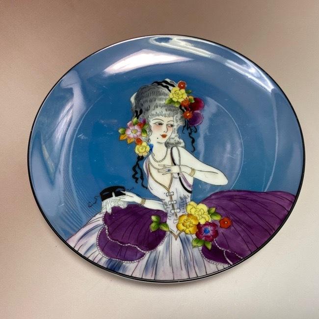 オールドノリタケ ポンパドール夫人 飾り皿 ブルーラスター彩 M-JAPAN