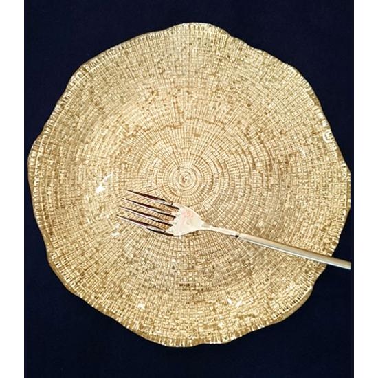 IVV イタリア製 ガラス皿 Diamante ディアマンテ シャンパンゴールド