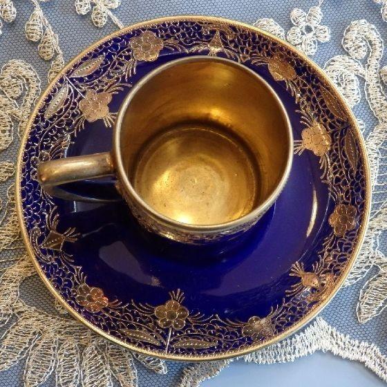 ノリタケ オールドノリタケ コバルト 金盛藍線帯華装飾紋 カップアンド