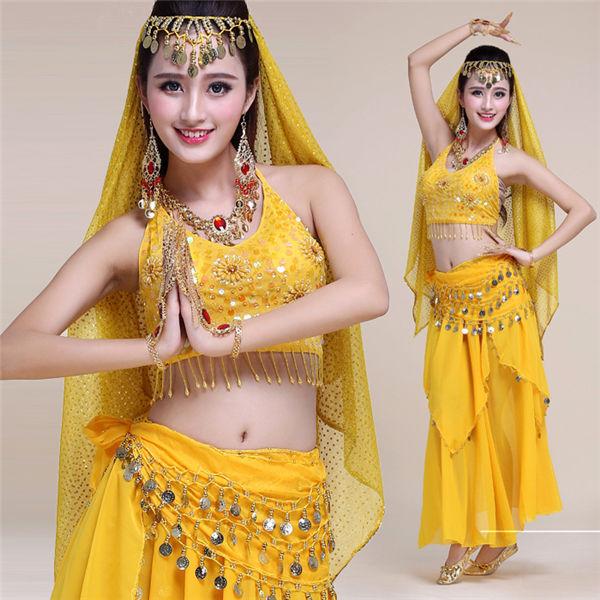 4点セット ベリーダンス レディース 上下セット スパンコール 衣装