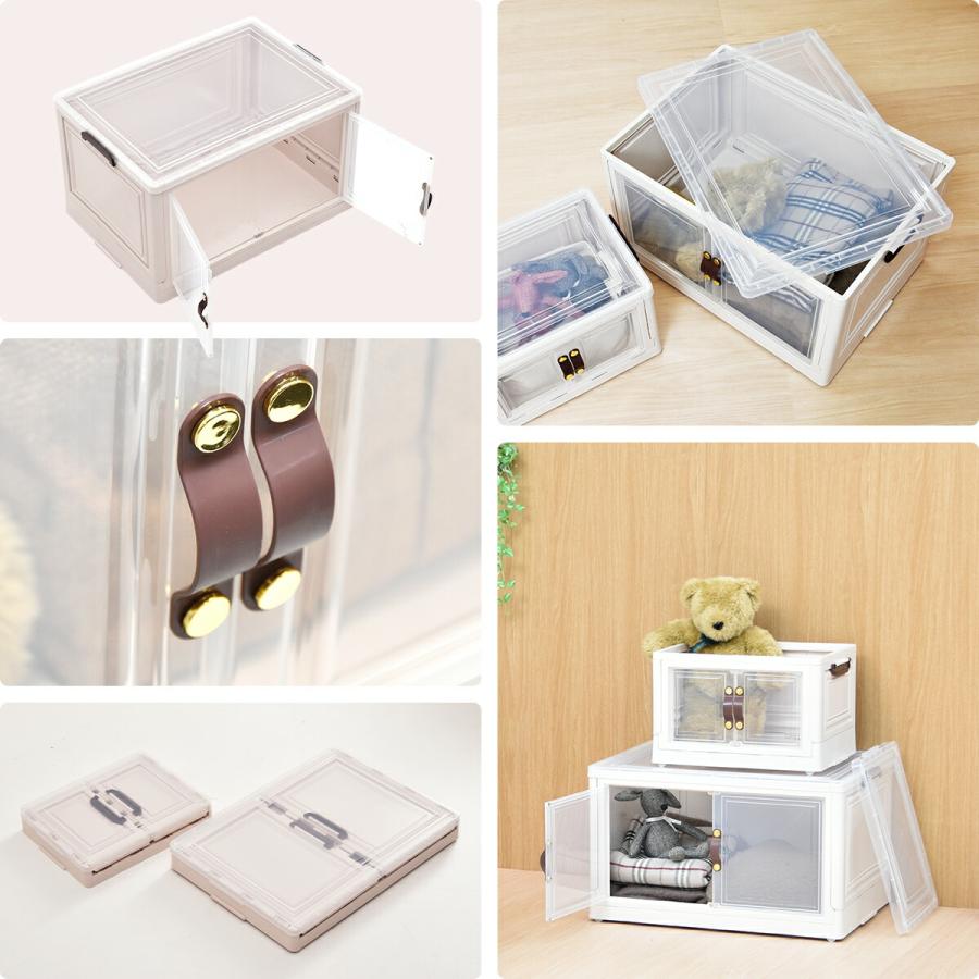 収納ボックス 3個セット 折りたたみ 幅60 キャスター付き 両開き 透明