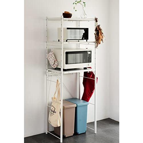 山善] レンジラック ゴミ箱上ラック (2口コンセント付き) 【全体耐荷重