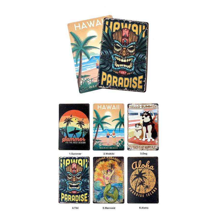 ハワイ ブリキ看板 20cm×30cm hawaii ハワイアン ワイキキ アロハ