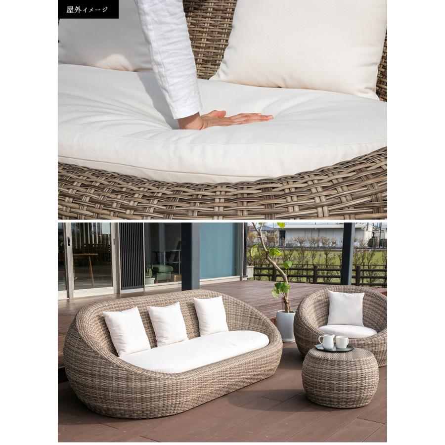ガーデンソファ ラタン ソファー シンセティックラタン ソファ 3人掛け