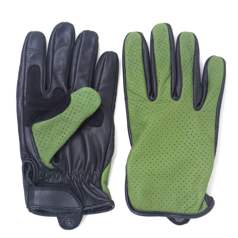 HEAVY 送料無料 山羊革パンチングメッシュグローブ アーミーグリーン