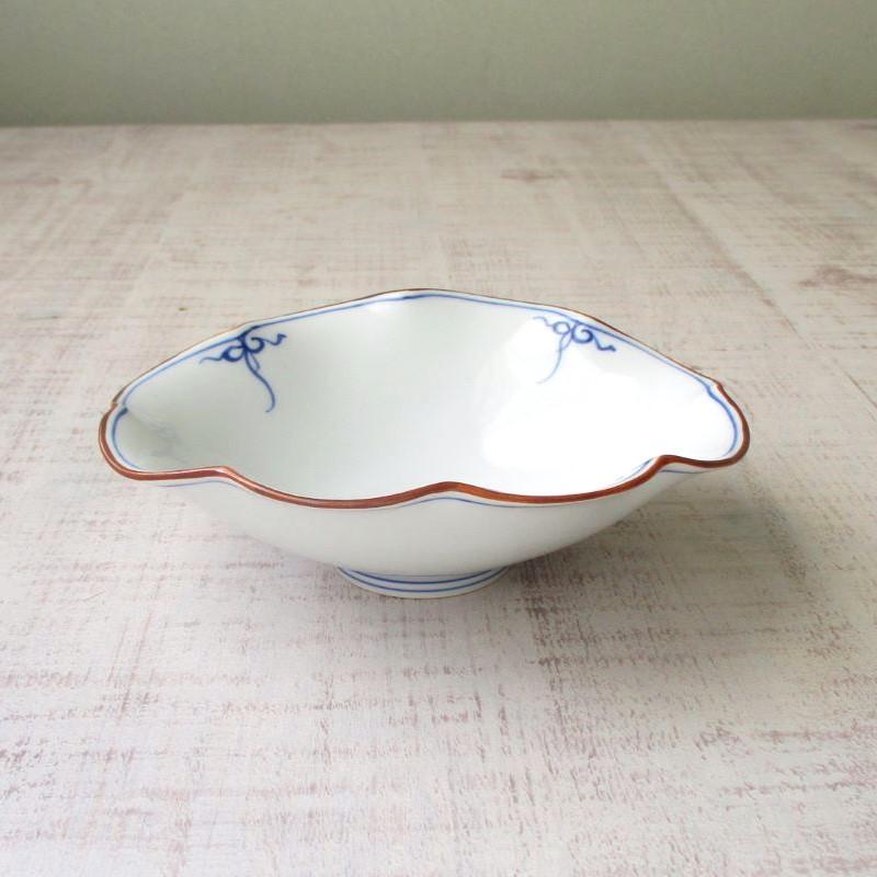 波佐見焼 食器 瓔珞(青) 菊型楕円皿 小鉢 お皿 割烹 和食器 シンプル