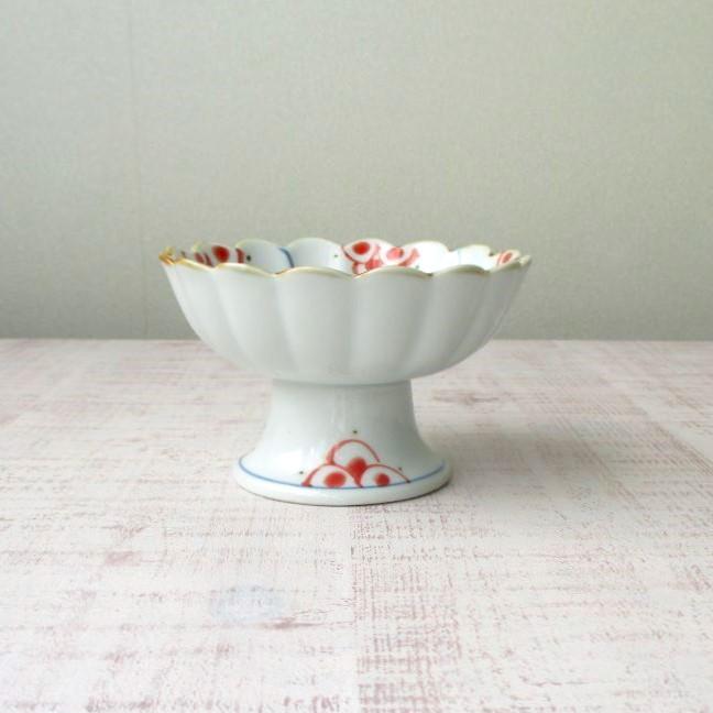 有田焼 伊万里焼 食器 鉢 高台鉢 小鉢 つる花唐草(赤) デザート鉢 菓子