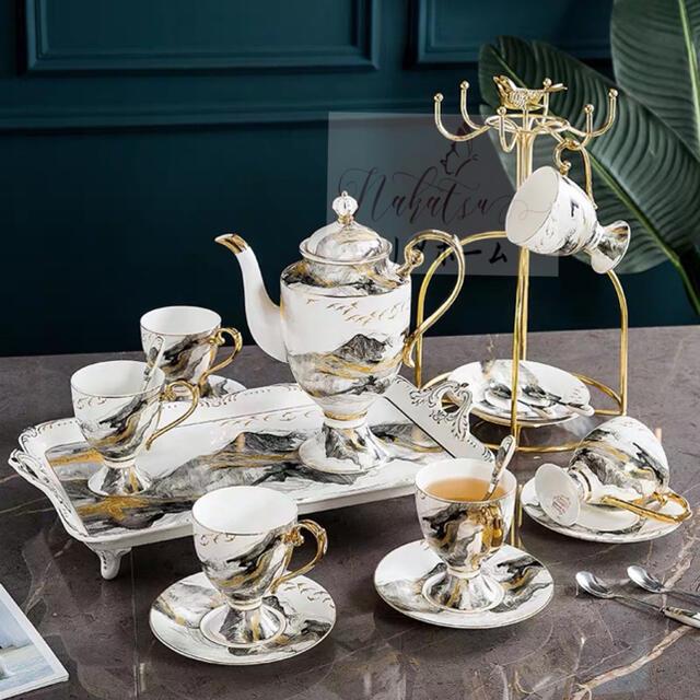 高級ティーカップ＆ソーサー 6客セット 陶器．食器 お皿 : 夢ハウス