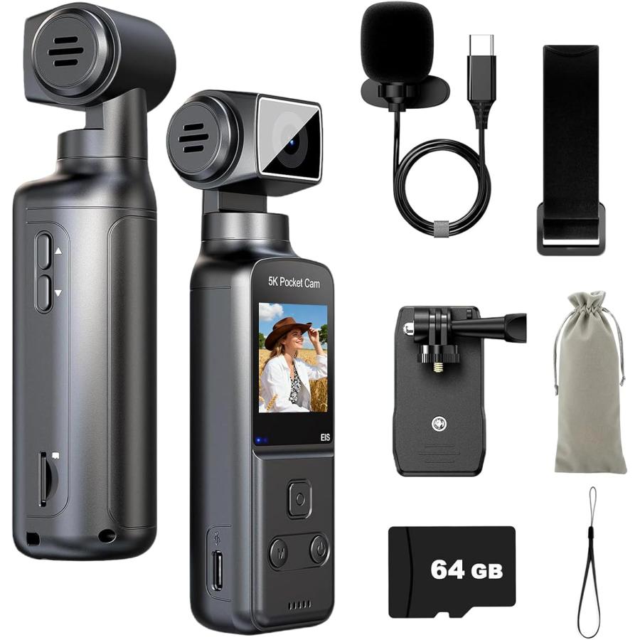 vlogカメラ スマホ対応 アクションカメラ 小型 最進化5K長時間録画