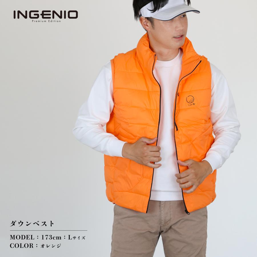 ダウンベスト メンズ ウインドシェル 軽量 中綿 暖かい 撥水 Ingenio