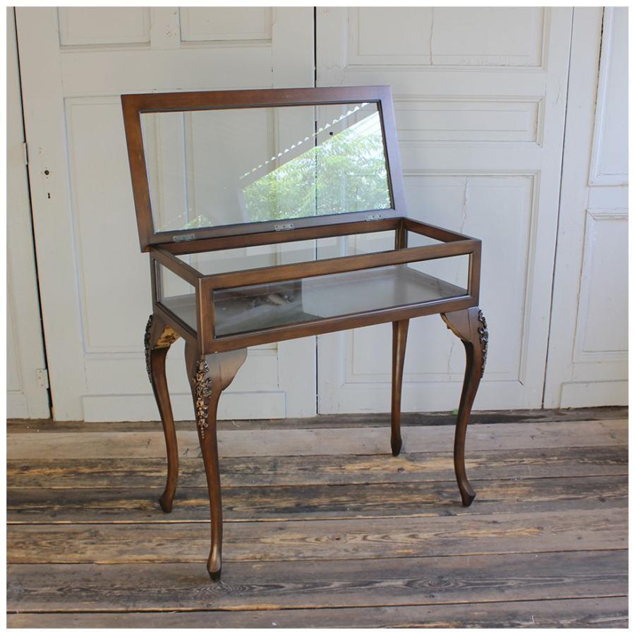 ショーケース アンティーク ガラスケース ロココ調 猫脚 収納 飾り棚