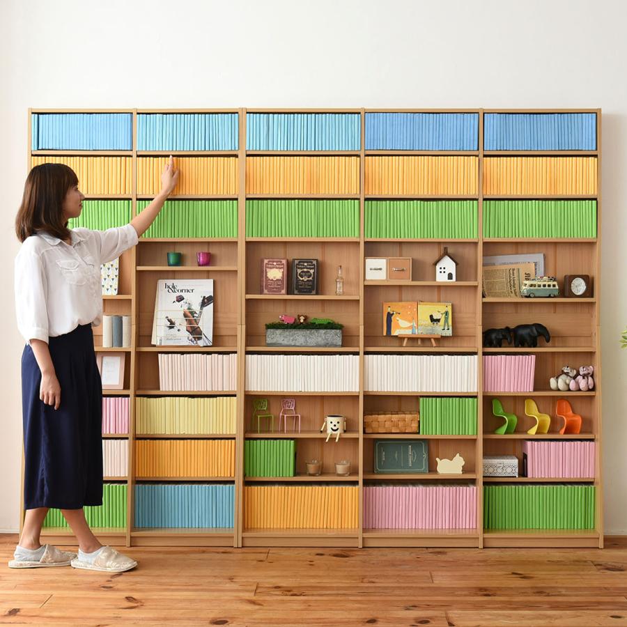 薄型文庫本収納ラック W900 D120-240 H1800 ブックシェルフ オープン